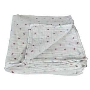 Aden + Anais White with Stars Design Baby Blanket Swaddle Red Green Blue
